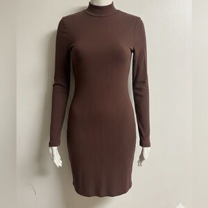 SHEIN Brown Ribbed Knit Dress